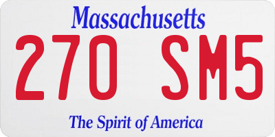 MA license plate 270SM5