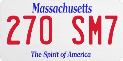 MA license plate 270SM7