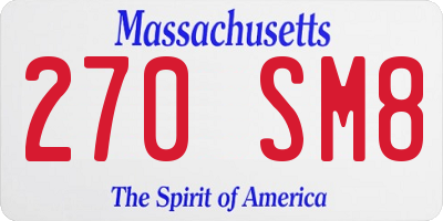 MA license plate 270SM8