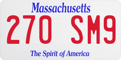 MA license plate 270SM9