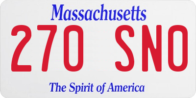MA license plate 270SN0