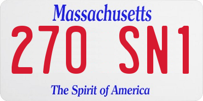MA license plate 270SN1