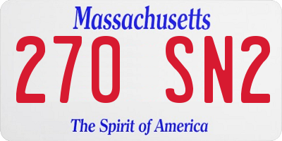 MA license plate 270SN2