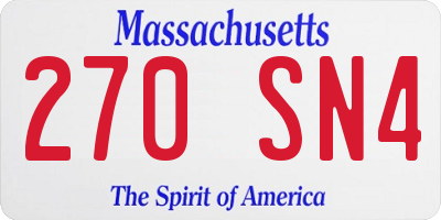 MA license plate 270SN4
