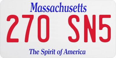 MA license plate 270SN5