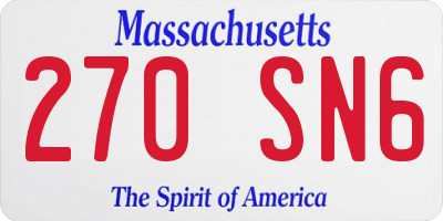 MA license plate 270SN6
