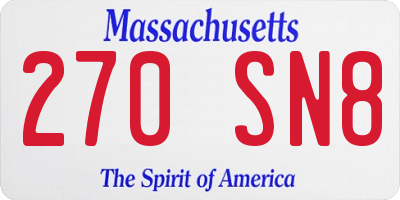 MA license plate 270SN8