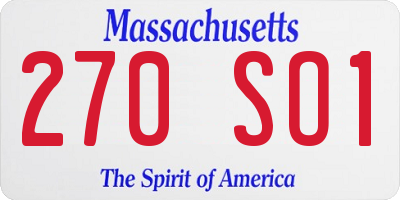 MA license plate 270SO1