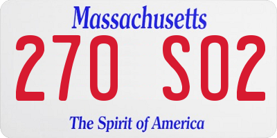 MA license plate 270SO2