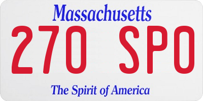 MA license plate 270SP0