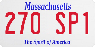 MA license plate 270SP1