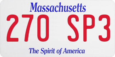 MA license plate 270SP3
