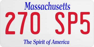 MA license plate 270SP5