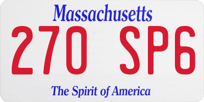 MA license plate 270SP6