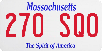 MA license plate 270SQ0