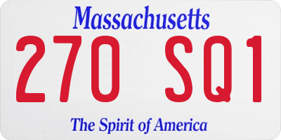 MA license plate 270SQ1