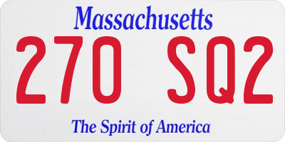 MA license plate 270SQ2