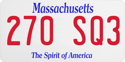 MA license plate 270SQ3