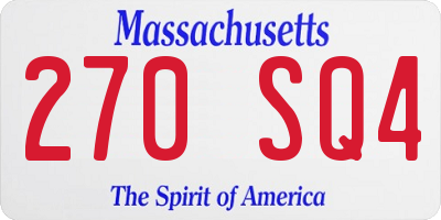MA license plate 270SQ4