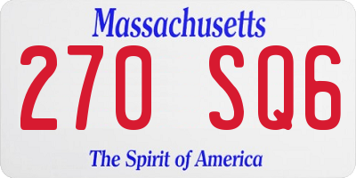 MA license plate 270SQ6