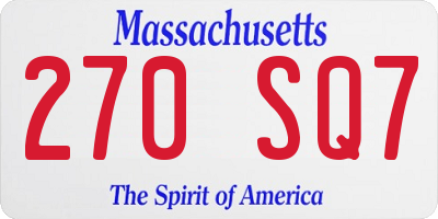 MA license plate 270SQ7