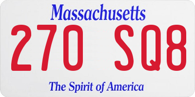 MA license plate 270SQ8