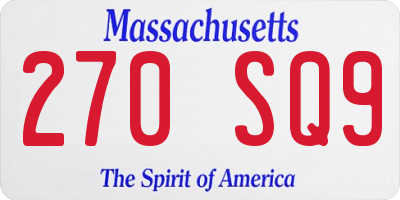 MA license plate 270SQ9