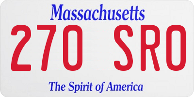 MA license plate 270SR0