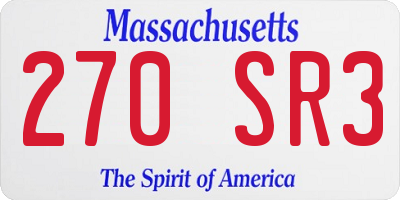 MA license plate 270SR3