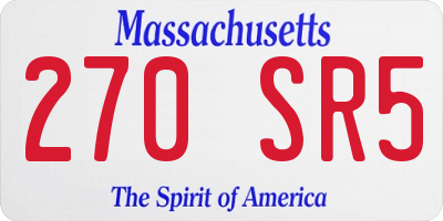 MA license plate 270SR5