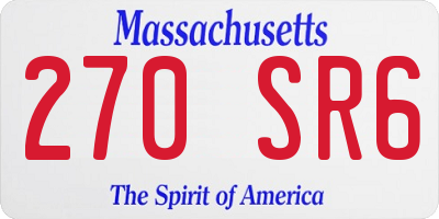 MA license plate 270SR6