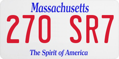 MA license plate 270SR7
