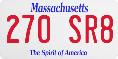MA license plate 270SR8