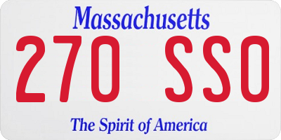 MA license plate 270SS0
