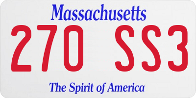 MA license plate 270SS3