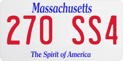 MA license plate 270SS4