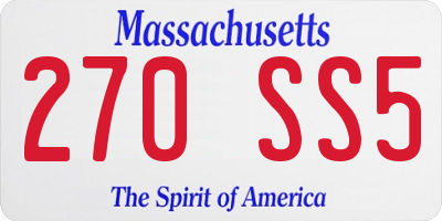 MA license plate 270SS5
