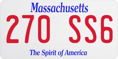 MA license plate 270SS6