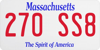 MA license plate 270SS8