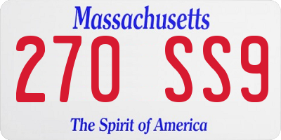 MA license plate 270SS9