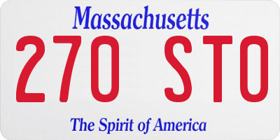 MA license plate 270ST0