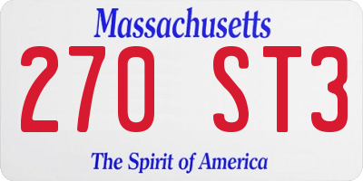 MA license plate 270ST3