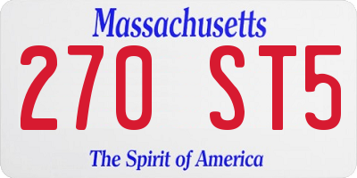 MA license plate 270ST5