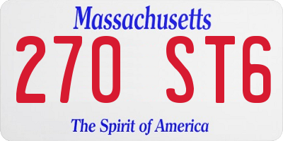 MA license plate 270ST6