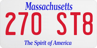 MA license plate 270ST8