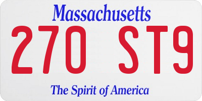 MA license plate 270ST9