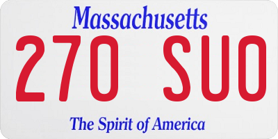 MA license plate 270SU0