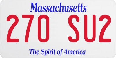 MA license plate 270SU2