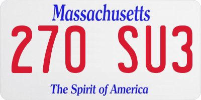 MA license plate 270SU3