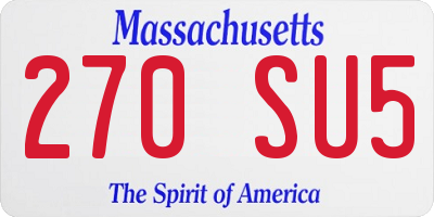 MA license plate 270SU5